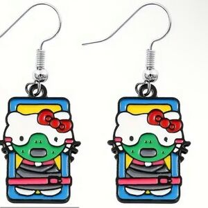 New Hello Kitty Halloween Silence of the Lamb Frankenstein Dangle Earrings